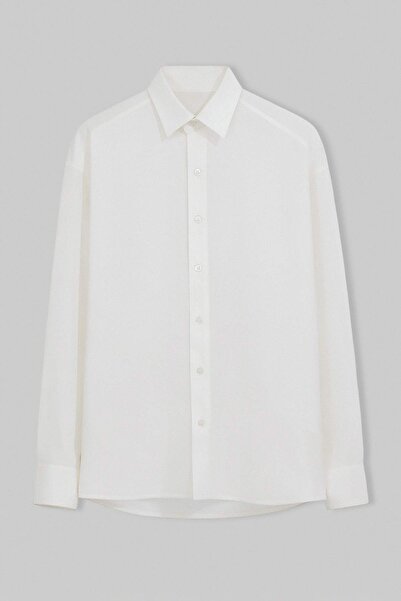 Trendyol Collection Weißes, schmal geschnittenes, dünnes Sommerhemd aus Modal...