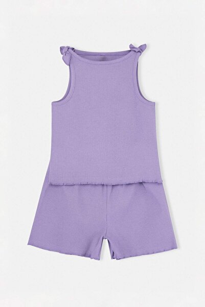 TRENDYOLKIDS Set mov simplu din material subțire piese (partea inferioară - p...