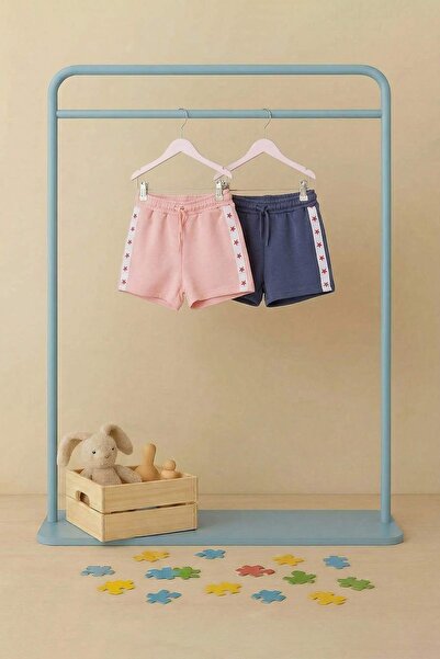 TRENDYOLKIDS Indigo-Pink Plain Knitted Shorts & Bermuda Tkdss26Sr00018
