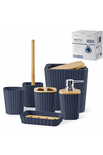 OEM - Set de accesorii pentru baie Bathlux, 6 piese, design modern cu bambus ...