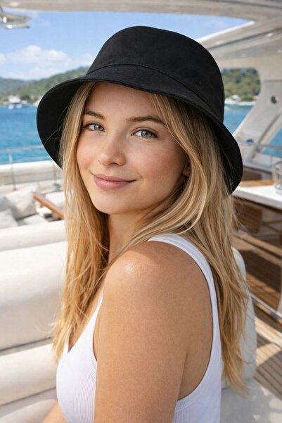 MARBERRY Μαύρο γυναικείο καπέλο Bucket Βαμβάκι τεμαχίων