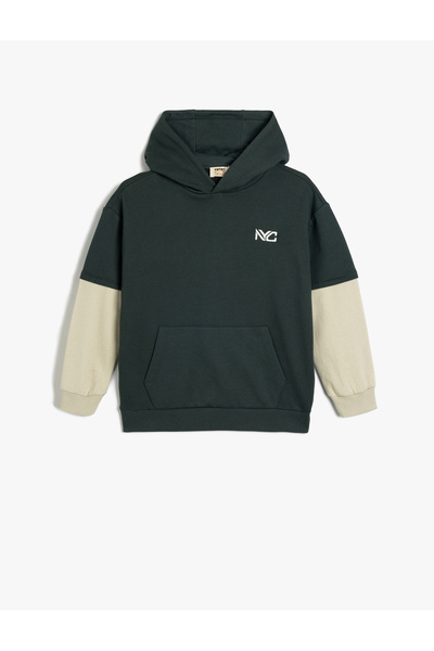 Koton Φούτερ με κουκούλα, με λεπτομέρεια στάμπας, μακρυμάνικο, βαμβακερό