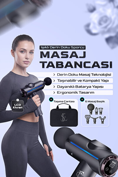 EN SİGA LCD ekran Işıklı Derin Doku Masaj Tabancası 6 Kademe Sessiz Motor Spo...