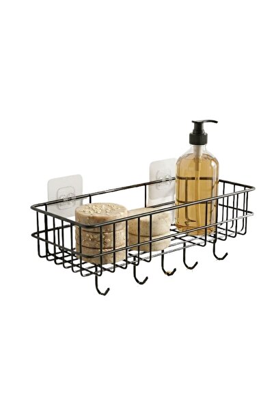 TSUMAB سلة تخزين مثبتة على الحائط للحمام مع خطافات - منظم رفوف لاصق للاستحمام...