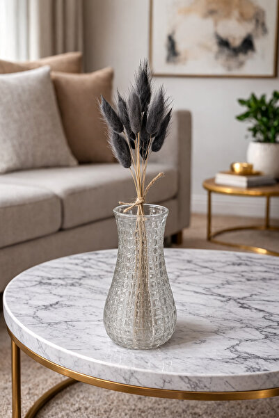 ÇINARASYADAHOME باقة من عشب القطن المجفف الطبيعي (لاجوروس) بلون رمادي داكن، 1...