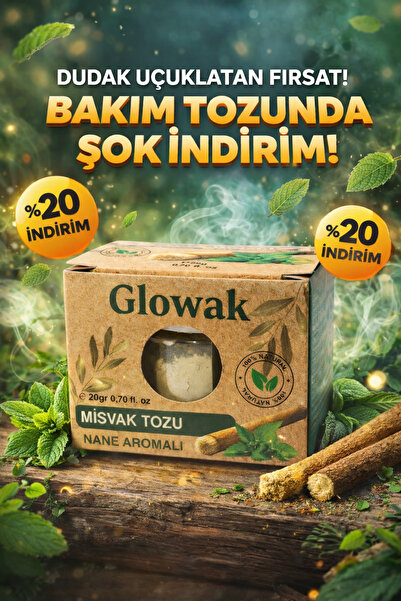 Glowak Misvak Nane Aromalı Doğal Diş Temizleme Tozu