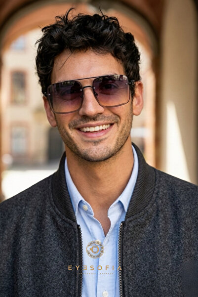 Eyesofia Berc Unisex Luxury Smoked Yellow Glass Black Frame Sunglasses