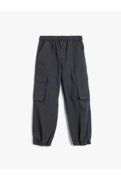 Koton Jogger-Fallschirmhose mit Taschen und Bindebändern aus Baumwolle
