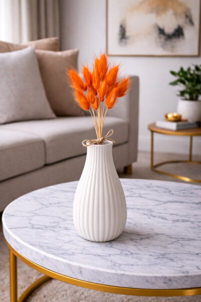 ÇINARASYADAHOME Πορτοκαλί χρώμα Φυσικό αποξηραμένο βότανο βαμβακιού (lagurus)...