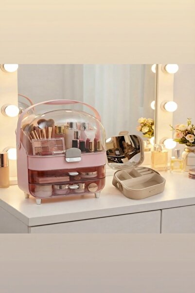 MAKRİ HOME منظم متعدد الأقسام للمكياج ومستحضرات التجميل مع أدراج شفافة باللون...