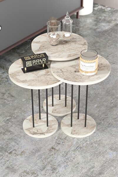 GOLDFALEZ Zigon Sehpa Terra 3 Lü Set Efes