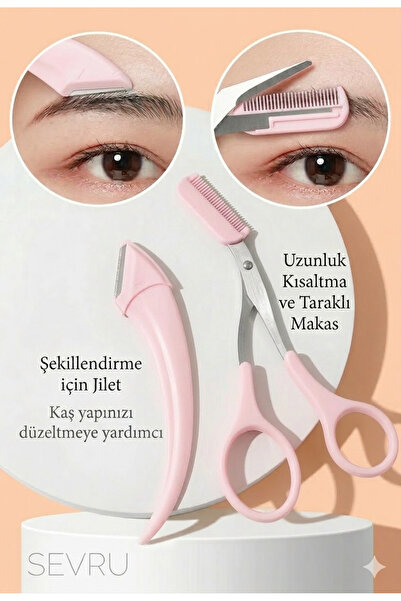 SEVRU Kaş Usturası Ve Taraklı Kaş Makası Seti