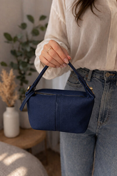 Nevalia حقيبة يد نسائية باللون الأزرق الداكن كتان و حقيبة كتف – تصميم أنيق لل...