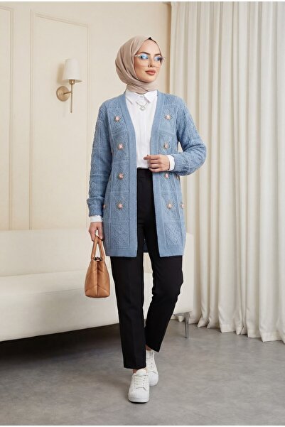 Modamorfo Ажурний вишитий кардиган - синій