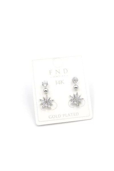 Royaleks Multi Flower Earrings - Silver