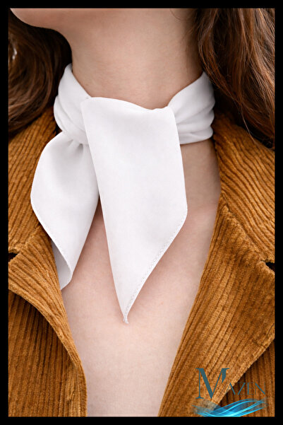 MAZEN وشاح شيفون عادي اللون أبيض