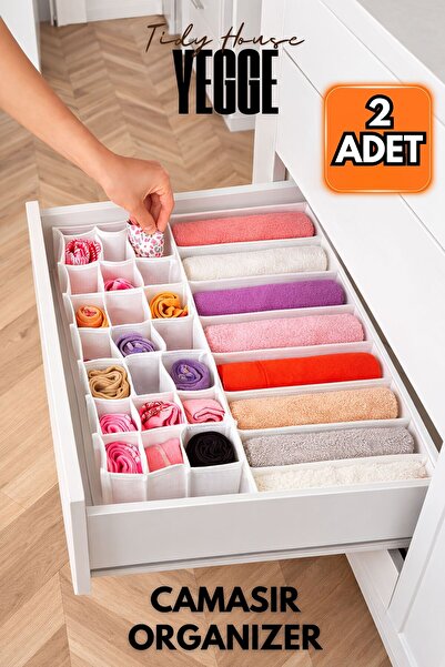 YEGGE 2 Adet 31 Gözlü Çekmece Düzenleyici Petek Ve Cepli Organizer, Çamaşır v...