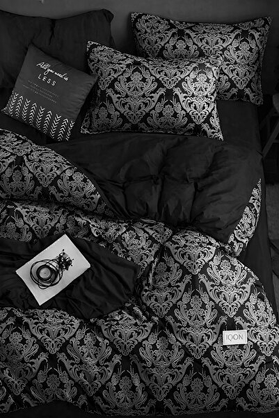 İQON Σετ Παπλωματοθήκη μονό ελαστικό Damask Grey