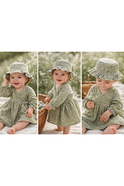 DIDuStore Minicorn Animal Patterned Cotton Dress and Hat Set for Girls