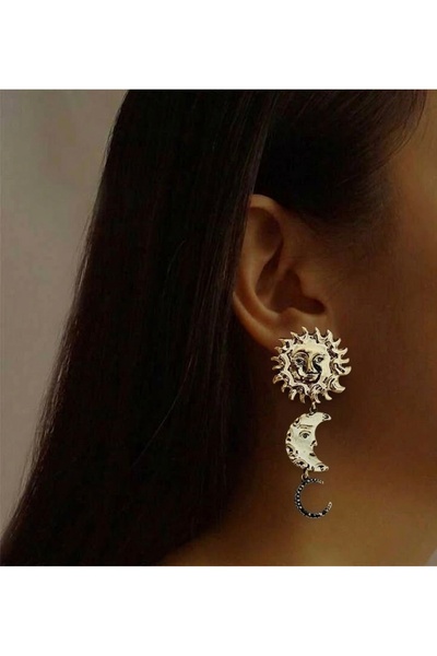 Markiz Takı أقراط ماركة الشمس والقمر 9 سم