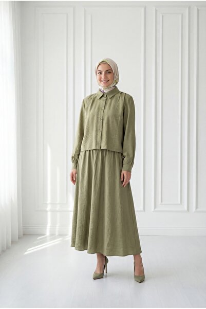 MİHRA STORE Σερέσα Σετ Δύο Τεμαχίων με Φούστα και Λεπτομέρεια Πιέτες στους Ώμ...