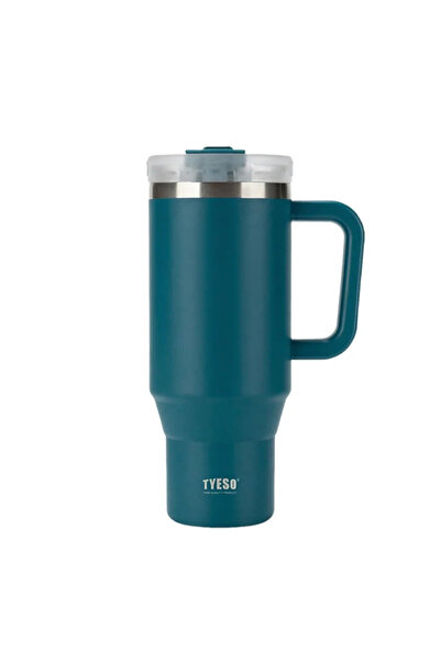 Tyeso Qq Thermos Leakproof with Straw Double Wall Vacuum 1200ml Petrol Blue
