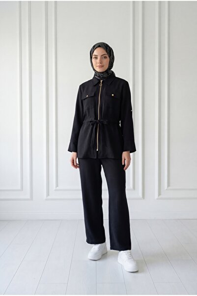 MİHRA STORE Firdevs Σετ Παντελονιού με Διπλές Τσέπες και Φερμουάρ Μπροστά - B...