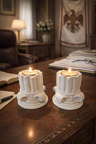 Dekoratif 2 li Sütun (2 adet tealight mum hediyemizdir)
