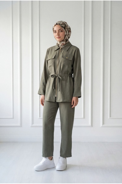 MİHRA STORE Firdevs Σετ Παντελονιού με Διπλές Τσέπες και Φερμουάρ Μπροστά - B...