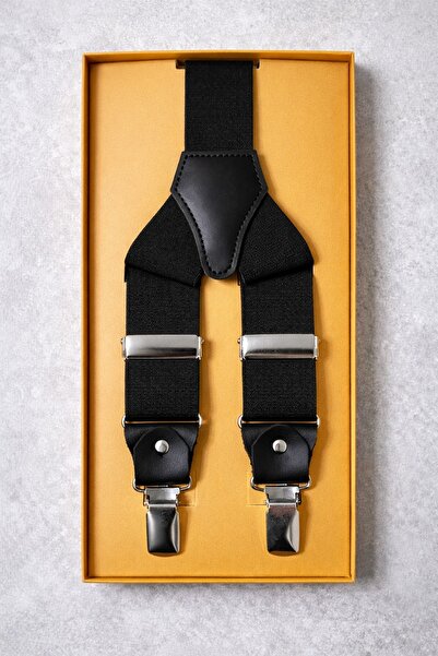 Ars Magic Box Siyah Düz Erkek Pantolon Askısı