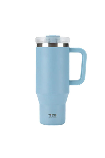 Tyeso Qq Thermos Leakproof Double Wall Vacuum Flask with Straw 1200ml Light Blue
