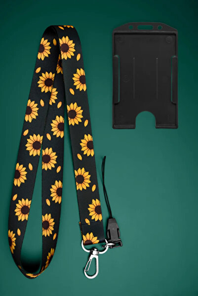 Apptakı Ay Çiçeği Boyun İpi Boyun Askı İpi Boyun Askısı ve Kartlık - ASS0257-1