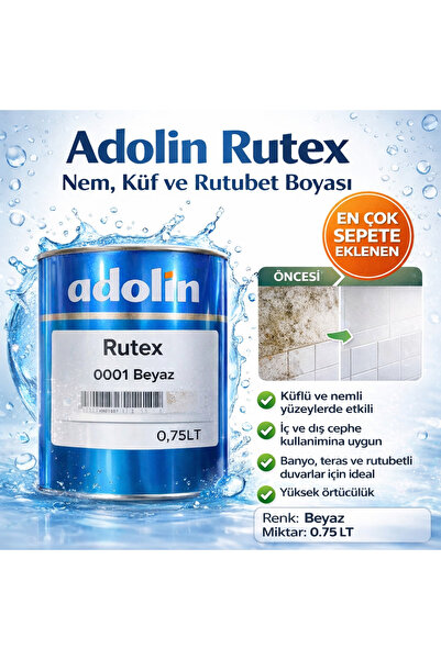 ADOLİN Rutubet Küf Nem Önleyici Boya 1 Kg (0.75 LT / BEYAZ) Kullanıma Hazır