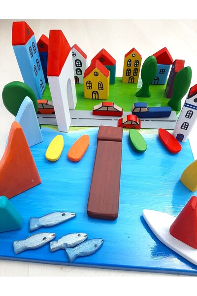 ELSA Doğa Dostu Şehirler Oyuncak Ahşap Blok Seti