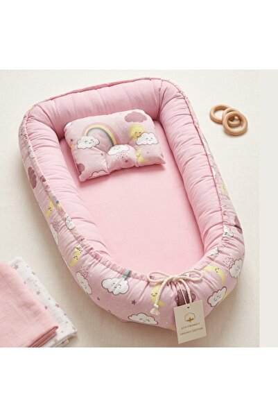 Al Fajr Babys طقم سرير أطفال Dreamer Baby Nest مكون من قطعتين، مزين بطبعة غيوم قوس قزح وأقمشة عالية الجودة