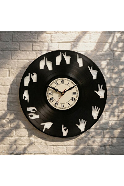 Handmade Hand-Designed Decorative Plaque Wall Clock with Sign Language Figures