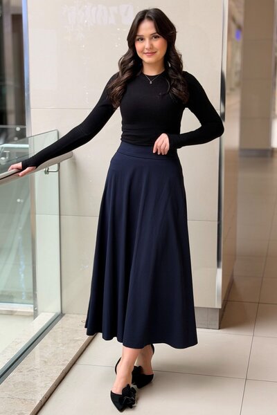 sentez giyim Sentez Rozie Yanı Fermuarlı Kiloş Etek