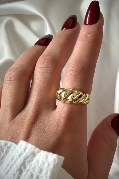 Haziran Accessory Steel Numbered Screw Gold Ring, Size:8