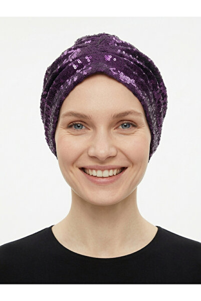 elysianfidan فستان سهرة حجاب حجاب جاهز باللون الأرجواني مبطن بالترتر