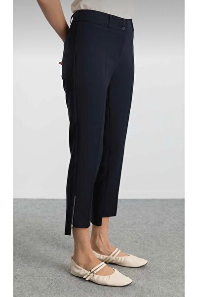 Heyya Pantaloni de damă din material textil, cu picior îngust și fermoar, alb...