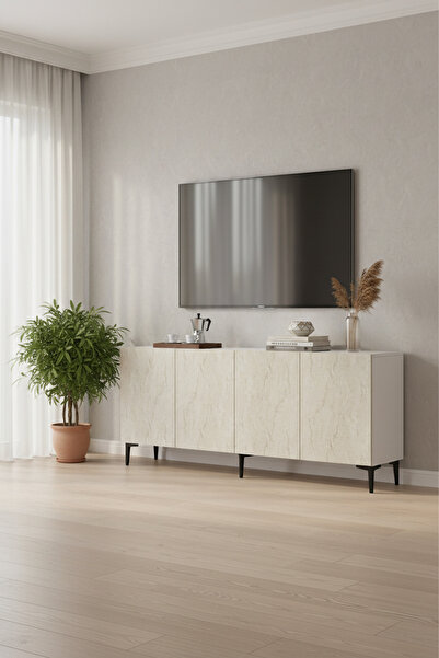 CENEYRA KA1899BT - APLOS KONSOL, TV STAND, TV SEHPASI ve TV ÜNİTESİ BEYAZ-TRA...