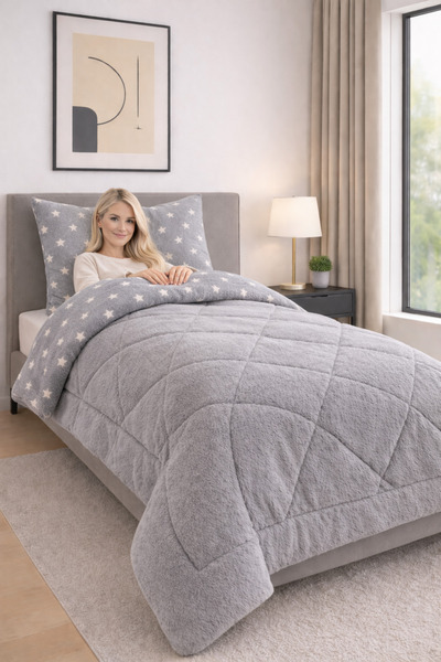 sternen glanz New Veloria Pamuklu Desenli Çift Taraflı Wellsoft Tek Kişilik Y...