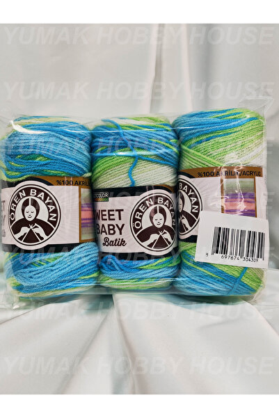 Ören Bayan SWEET BABY BATİK Ebruli El Örgü İpi (3 Adet) - Renk: 335