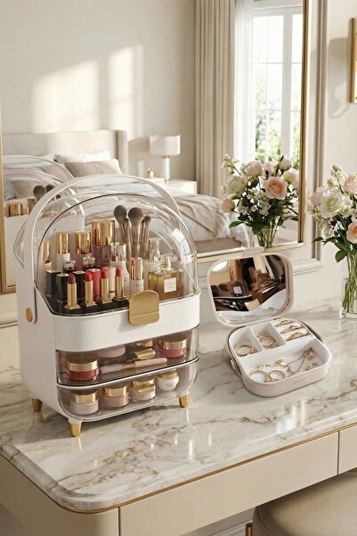 MAKRİ HOME Organizator pentru machiaj și cosmetice cu sertare transparente cu...