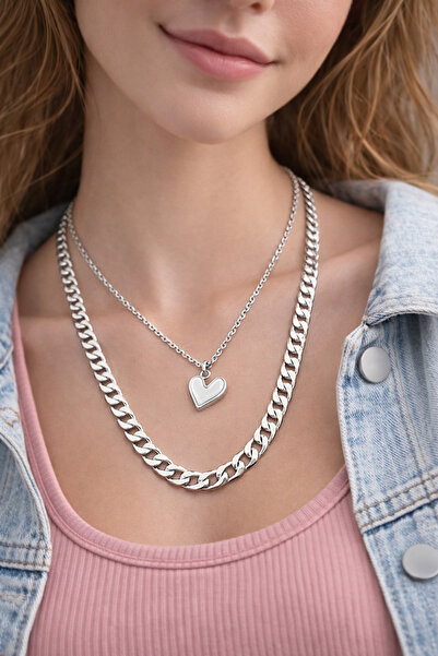 MakeWell Gold Color Chain Necklace Set – Thick Cuban Chain and Minimal Neckla...