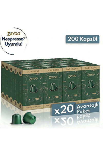 Zayoo Nespresso Uyumlu Alüminyum Kapsül Kahve - 20 Adet Dark/Lungo Blend 7 - ...