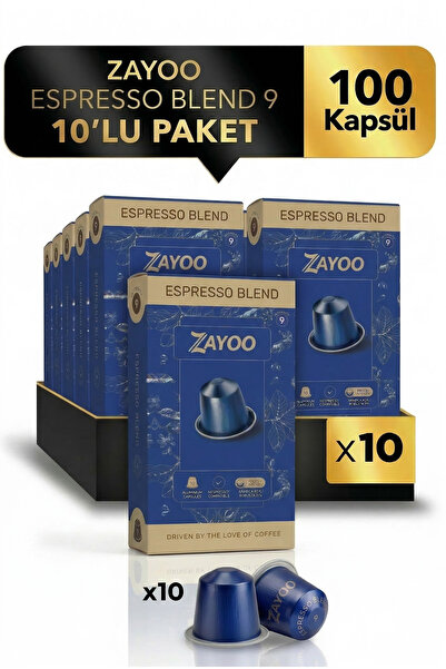 Zayoo Nespresso Original Uyumlu Alüminyum Kapsül - 10 Adet Espresso Blend 9 -...