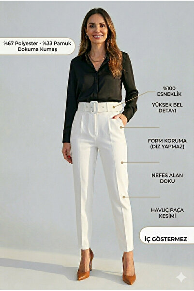 FlexiFit Slim Havuç Paça Kemerli Kadın Pantolon – Zamansız Şıklık, Maksimum K...