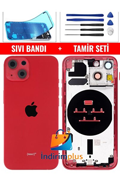 indirimplus iPhone 13 Kasa Boş Kasa + Kırmızı Renk Montaj Seti+Sıvı Bandı Yan...
