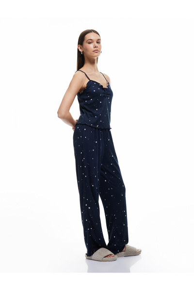 Koton Normal Waist Comfortable Fit Star Patterned Corduroy Pajama Bottoms